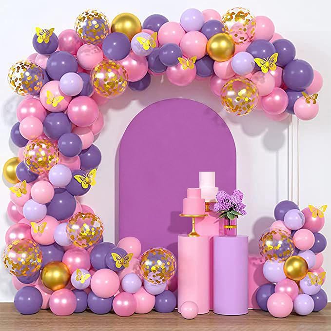Wedding Arch Covers Arch Backdrop Cover Arch Stand Covers 7.2FT 6.6FT 6FT Set of 3 Arch Cover Spandex Fabric Stretchy Backdrop for Wedding Birthday Party Decoration Baby Shower (Lilac)