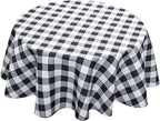 Biscaynebay Fabric Round Tablecloths 60", Black/Grey Scottish Plaid Table Cloth Small Circle Folding Table Covers Water Resistant for Dining, Kitchen, Wedding & Parties, etc