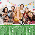 3 Pack 29x108 Inch Light Green Foil Fringe Table Skirts Metallic Banner for Tinsel Streamer Garland Backdrop for Parade Floats Wedding Thanksgiving Birthday Christmas Halloween Party Decoration