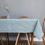 maxmill Lux Faux Linen Table Cloth with Slubby Texture Wrinkle Resistant Anti-Shrink Soft Tablecloth for Kitchen Dining Tabletop for Banquet Parties Event Dinner Rectangle 52 x 70 Inch Slate Blue