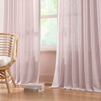 Vision Home Soft Pink Pinch Pleated Semi Sheer Curtains Textured Linen Blended Light Filtering Window Curtains 63 inch for Living Room Bedroom Pinch Pleat Drapes with Hooks 2 Panels 40" Wx63 L