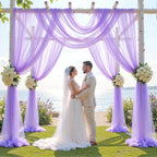 Wedding Arch Draping Fabric Backdrop 1 Panel 30" x 19Ft Purple Arch Drapes Curtains for Wedding Reception Sheer Tulle Backdrop Curtain for Ceremony Birthday Party Baby Shower Arbor Ceiling Decorations