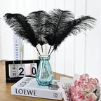 Bulk Black Ostrich Feathers - 12Pcs 12-14inch Crafting Supplies for Centerpiece Table Decorations (Black)