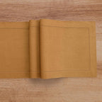 Solino Home Linen Brown Sugar Table Runner 132 Inches Long - 100% Pure Linen Extra Long Table Runner 14 x 132 Inch for Fall, Autumn, Thanksgiving - Classic Hemstitch