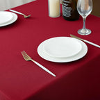 Biscaynebay Textured Fabric Christmas Rectangle Table Cloth 70x120 Inch, Red Water Resistant Tablecloths for Dining, Kitchen, Wedding and Parties, Machine Washable