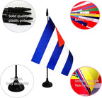 Cuba Desk Flag, 12 Pack Cuban Table Office Flag with Black Solid Pole and Stand Base, International Country Flag, Festival Celebration, Classroom Meeting Desktop Decor (Cuba)