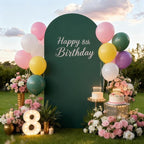 6.6FT Hunter Green Arch Cover - Polyester Fitted Wedding Arch Stand Covers Round Top Chiara Arch Backdrop Cover for Birthday Party Banquet Photo Background Decoration