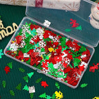 MARFOREVER Christmas Day Confetti Glitter Table Decorations Party Scatter Confetti, Red Green White Party Decorations Table Confetti Sprinkles Snowflake Santa Elk for Christmas Party Supplies Decor