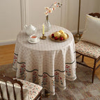 ISAENNE Designer Vintage Linen Floral Round Tablecloth,Fall Colorful Modern Table Cloth,Anti-Wrinkle Decor Tablecloths for Dining Thanksgiving Kitchen Christmas,Diameter 67"-Bertina E