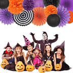 Black Orange Purple Halloween Party-Decorations - 20pcs Paper Lanterns Fans,Tissue Pom Poms,Honeycomb Balls, Birthday Baby Bridal Shower Graduation Wedding Hotel Transylvania Decor Burgleda