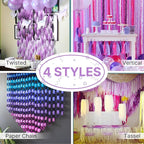 PartyWoo Pink and Purple Crepe Paper Streamers 4pcs 328ft Pack of Light Pastel Baby Pink and Purple Crepe Paper Streamers for Birthday Gender Reveal Baby Shower Princess Butterfly Party Decorations