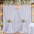 50×14 ft White Wrinkle Free Backdrop Curtain for Wedding Parties, 10 Panels 5×14ft Height Soft Silky Polyester Backdrop Drapes White Photo Back Drop Curtains for Birthday Photography Background Cloth