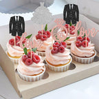 24 PCS Groom and Bride Cupcake Toppers Glitter Ring Love I Do Cupcake Picks Marriage Bridal Shower Cake Decorations for Wedding Engagement Bridal Shower Theme Party Supplies Rose Gold