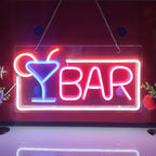 JYWJ BAR Neon Sign,USB Interface With Switch,Decorations For Bedroom,Bars,Commercial Venues,And Various Holiday Parties BAR Neon Light (Pink+White)