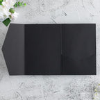 20 PCS Black Tri-fold Laser Cut Wedding Invitation Pockets for 5x7 Wedding Cards Bridal Shower Engagement Quinceanera Invitation