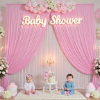 50×12ft Wrinkle Free Pink Backdrop Curtain for Wedding Parties, 10 Panels 5×12ft Long Soft Silky Polyester Backdrop Drapes Baby Pink Photo Back Drop Curtains for Party Photography Background Cloth
