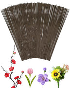 100 PCS FIVEIZERO 18 Gauge Brown Floral Wire Stems for Artificial Flower Making,Florist Wire,Flower Wires for Crafts,Alambre para Flores for Wreaths, Flower Arrangements and DIY Projects