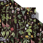 RUSPEPA Wild Flower Wrapping Paper Roll for Women Girls, Mini Roll, Elegant Black Floral Design Gift Wrap Paper Perfect for Birthday, Bridal Shower, Spring, Wedding, Mother's Day, 17 Inch x 16.4 Feet