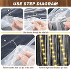10 ft 4 x 120 Inch White Wedding Tulle Table Skirt with LED Lights White Pearl Chiffon Birthday Table Runner Tulle Sweetheart Decor Pearl Arch Decorations Outside Baby Shower Ceremony (Plug in Type)