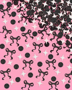 xo, Fetti Black Bow Glitter Confetti - 200 pc | Bachelorette Decorations, Birthday Table Decor, Gothic Party Supplies, Emo Shower Tablescape