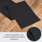 Ruvanti Linen Table Runner 108 Inches, Classic Hemstitch, Washable, Reusable, Non-Slipping, Stain Resistant- Perfect for Parties, Weddings, Dinners, Thanksgiving, Christmas, Indoor use – Black