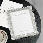Cuspin 8x10 Picture Frame Silver, Vintage Silver Palm Leaves Textured Hand-Crafted Resin with Glass Front, Elegant Retro Design Photo Frame for Wall and Tabletop Display Home Decor