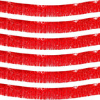 We Moment 6 Pack 10 Feet Red Foil Fringe Garland Streamers Metallic Tinsel Banner Wall Hanging Fringe Curtain Glitter Backdrop Banner for Parade Floats Birthday Bachelorette Red Party Decorations