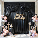 10x10 ft Black Glitter Backdrop Curtain for Parties, Wrinkle Free Satin Photo Backdrop Drapes 2 Panels 5x10FT Shimmer Back Drop Cloth for Wedding Birthday Halloween Photography Background Decor