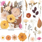 90pcs Boho Pressed Flowers Bulk, Vintage Dried Flower Leaves, Natural Fall Pressed Dried Flowers with Tweezer for DIY Crafts Resin Mold Candles Cake Bridal Scrapbooking Supplies