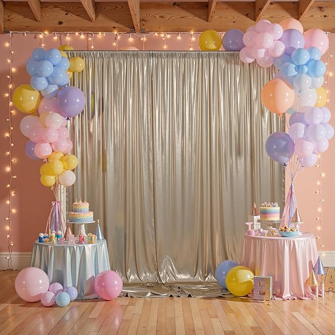 10x10ft Thick Champagne Glitter Backdrop Curtain Panels for Parties, Wrinkle Free Sequin Sparking Photo Backdrop Drapes, 2 Panels 5x10ft Shimmer Back Drop Cloth for Wedding Birthday Photography