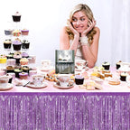 3 Pack 29x108 Inch Light Purple Foil Fringe Table Skirts Metallic Banner for Tinsel Streamer Garland Backdrop for Parade Floats Wedding Thanksgiving Birthday Christmas Halloween Party Decoration