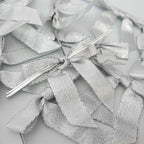 50pcs 2-1/2" Metallic Satin Silver Bows for Crafts Pretaied Christmas Bows with Twist Ties Hot Cut Tails for Christmas Decoration (Silver)