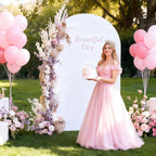 6FT White Arch Backdrop Cover - Polyester Fitted Wedding Arch Stand Covers Round Top Chiara Arch Backdrop Cover for Birthday Party Banquet Photo Background Decoration