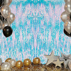 3 Pack Foil Fringe Backdrop - Iridescent Shiny Tinsel Curtains for Party Decoration/Photo Booth Props - 3.3x8.2 FT Metallic Foil Backdrop for Birthday, Wedding, Graduation, Christmas.