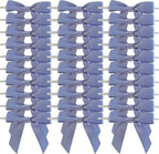 50pcs 2-1/2" Smog Blue Satin Ribbon Bows with Twist Ties Smog Satin Ribbon Bows for Candy Party Decoration Gift Packing Wrapping Accessories(2.5”,Airy Blue)
