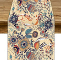 Vintage Paisley Table Runner, Boho Beige Paisley Flower Leaves Print Table Runner for Home Party Patio Indoor Outdoor, 13x108inch