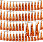 4P Metallic Fringe Tassel Banner Garland Foil Tinsel Streamer Wall Hanging Curtain Backdrop Banner for Parade Floats, Halloween Decorations, Christmas Day, Fall, Thanksgiving Party Decoration(Orange)