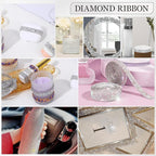 Rhinestone Ribbon 3 Yards Self Adhesive Rhinestone Strips Diamond Ribbon Sticker Crystal Roll Glitter Bling Rhinestones Tape for Crafting DIY Art Decoration (Silver AB,0.4 Inch)