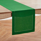 Solino Home Linen Table Runner 36 Inches - 100% Pure Linen Garden Green Hemstitch Table Runner 14 x 36 Inch Ideal for Dresser and Coffee Tables - Classic Hemstitch - Christmas