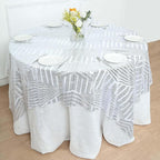 Efavormart 72" Silver Sparkly Sequin Geometric Tulle Square Table Overlay