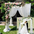 8 Panels Wedding Arch Draping Fabric 28" x 20Ft Wedding Arch Drapes Chiffon Fabric Drape Sheer Backdrop Curtain for Weddings Party Swag Ceremony Birthday Arbor Drapery Reception Ceiling Décor(White)