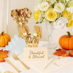 WDF 160 Piece Gold Plastic Silverware - Heavy Duty Gold Silverware Includes 80 Forks, 40 Spoons, 40 Knives, Plastic Utensils Perfect for Wedding, Thanksgiving Party