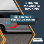 Magnet Me Up Custom 10x3 Inch Rectangle Magnet, 100 Pack, Customizable for Businesses, Personal Use, Choose Your Text, Upload Image, Magnetic Vinyl for Car and Any Magnetic Surface, Crafted in USA