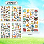 Cool Camping Adhesive Stickers 670 Counts Adventure Hiking Stickers for Adults Birthday Invitations Decorations Party Goodie Gifts Bags Decor School Game Class Rewards Water Bottle Sticker