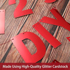 TaoBary 112 Pcs DIY Letter Kit Glitter Customizable Banner Letters Include 107 Letters and Numbers 3 Rope and 2 Needles for Birthday Halloween Christmas Wedding Valentine Party Decor(Bright Red)