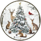 Round Christmas Snow Animals Metal Tin Sign - Vintage Christmas Tree & Winter Sign for Home & Outdoor Decorations - 12 * 12 in