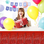 6Pack 29 x108 Inch Red Wave Foil Fringe Table Skirts Metallic Banner for Tinsel Streamer Garland Backdrop for Parade Floats, Mother's Day, Easter, Graduate, Birthday, Wedding Party Decoration