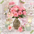 8 Bundles Artificial Peonies Flowers Boho Faux Flowers Arrangements Artificial Centerpiece Spring Bouquet Floral Wedding Decoration for Vase(Pink Color)