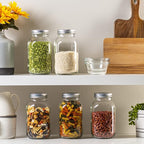 [6 Pack] 32 oz. Regular-Mouth Glass Mason Jars - with Metal Airtight Lids and Bands 1 quart Large for Canning, Preserving, & Meal Prep