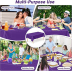 QZYL 12 PCS Purple Plastic Tablecloths, 54 in x 108 in Dinner Table Cloths, Rectangle Table Cover for Birthday Party Family Gathering Wedding